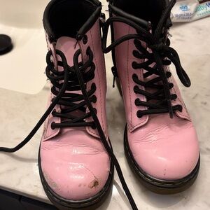Dr. Martens 1460 Classic Patent Leather Pale Pink Kid's Combat Boots